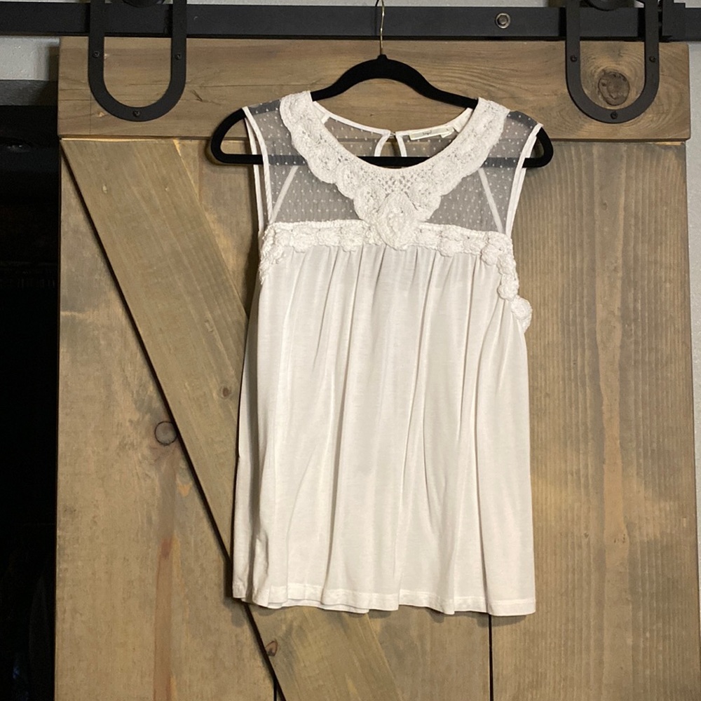 Gorgeous dressy tee with lace accents.
